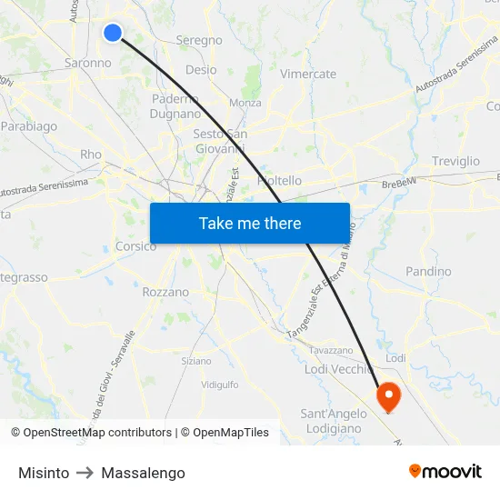 Misinto to Massalengo map