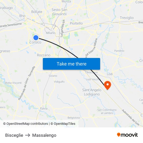 Bisceglie to Massalengo map
