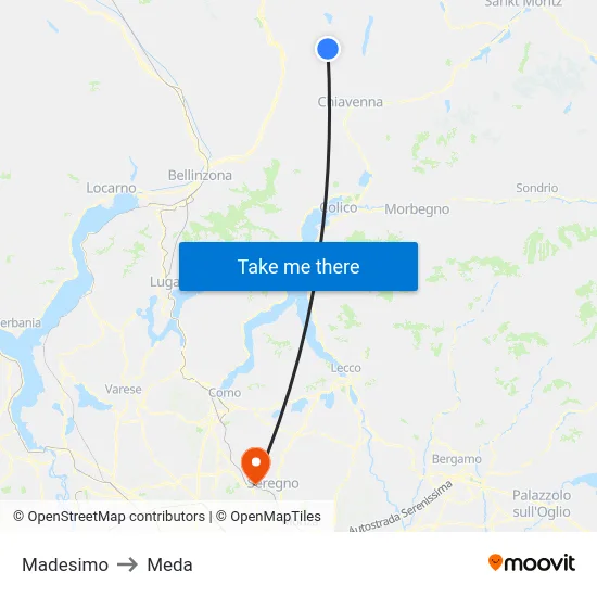 Madesimo to Meda map