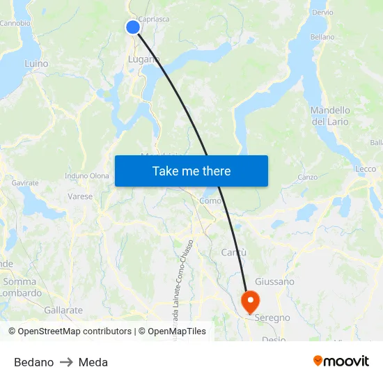 Bedano to Meda map
