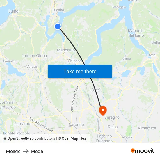 Melide to Meda map