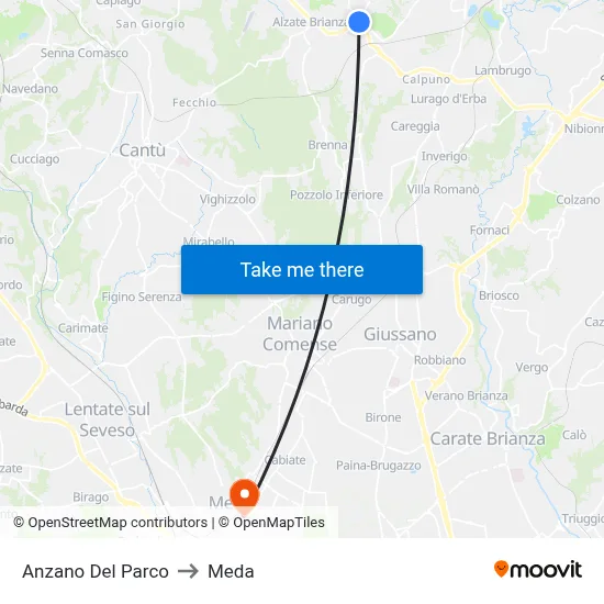 Anzano Del Parco to Meda map
