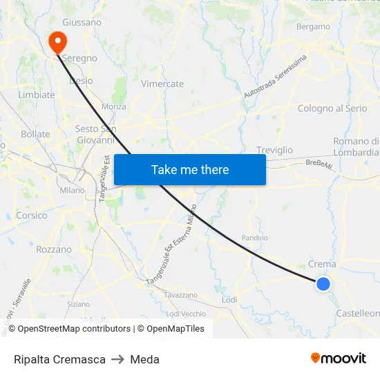 Ripalta Cremasca to Meda map