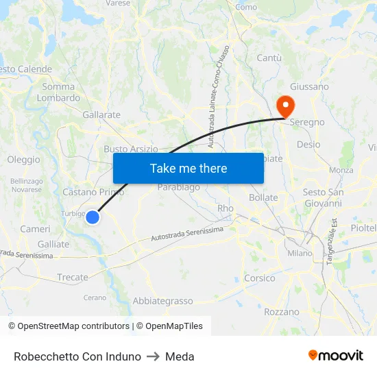 Robecchetto Con Induno to Meda map