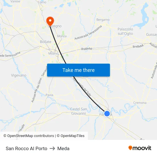 San Rocco Al Porto to Meda map
