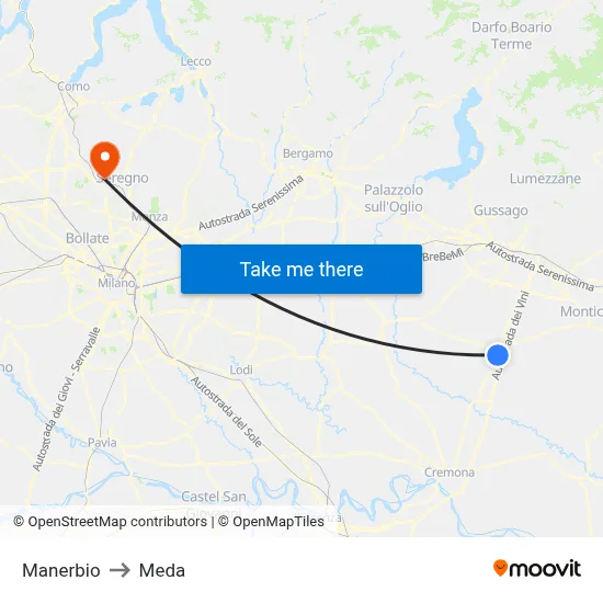 Manerbio to Meda map