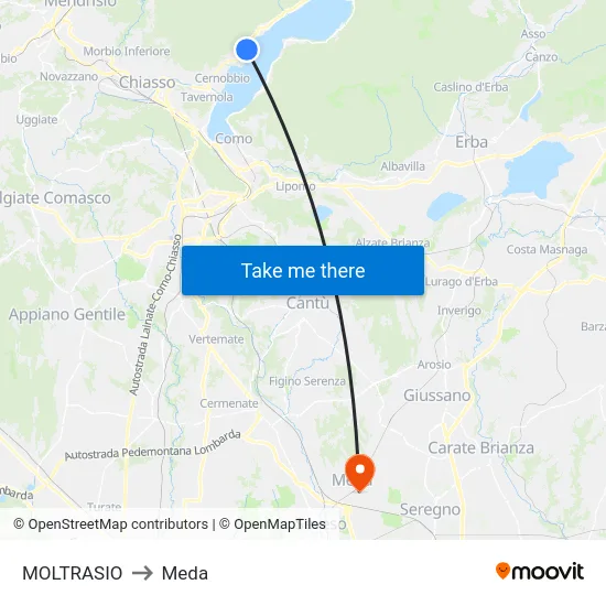 Moltrasio to Meda map