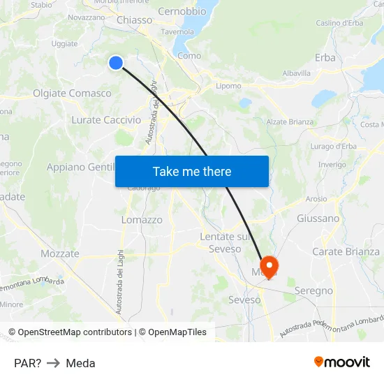 Parre to Meda map