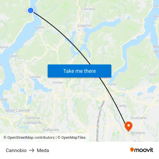 Cannobio to Meda map