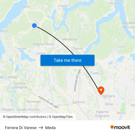 Ferrera Di Varese to Meda map