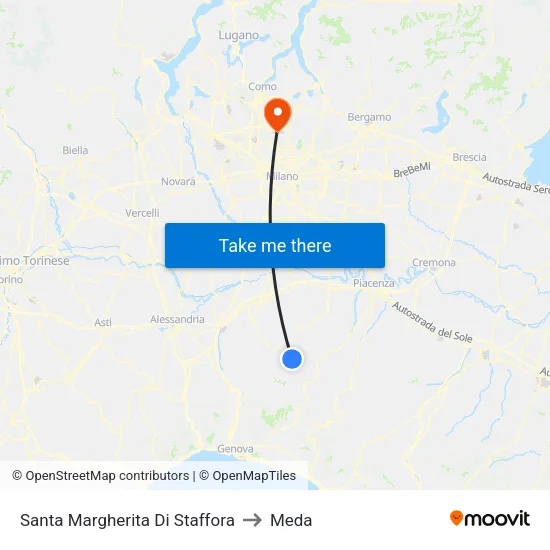 Santa Margherita Di Staffora to Meda map