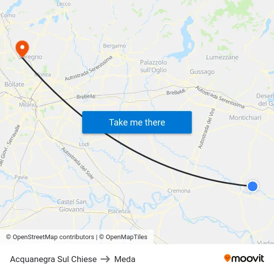 Acquanegra Sul Chiese to Meda map