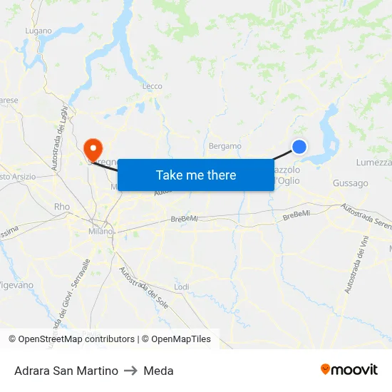 Adrara San Martino to Meda map