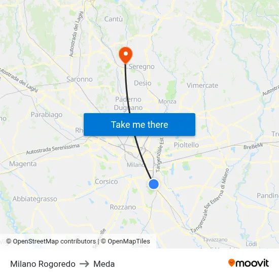 Milan Rogoredo to Meda map