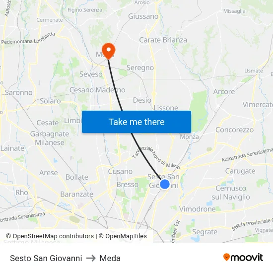 Sesto San Giovanni to Meda map