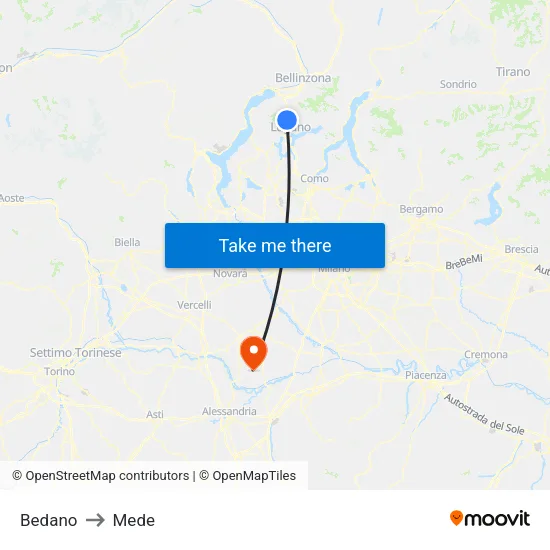 Bedano to Mede map