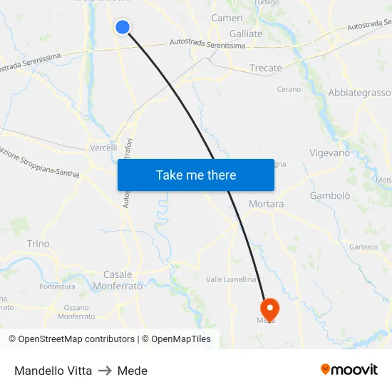 Mandello Vitta to Mede map