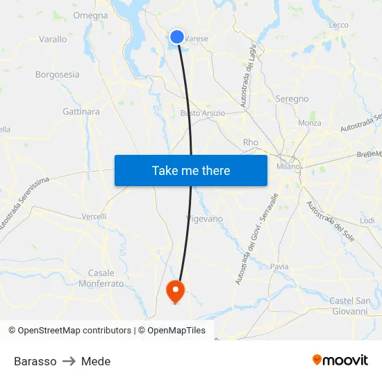 Barasso to Mede map