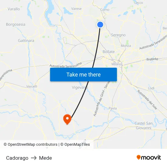 Cadorago to Mede map