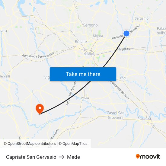 Capriate San Gervasio to Mede map