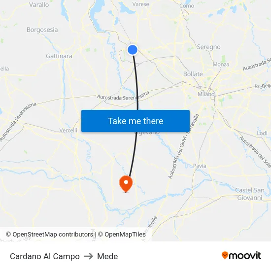 Cardano Al Campo to Mede map