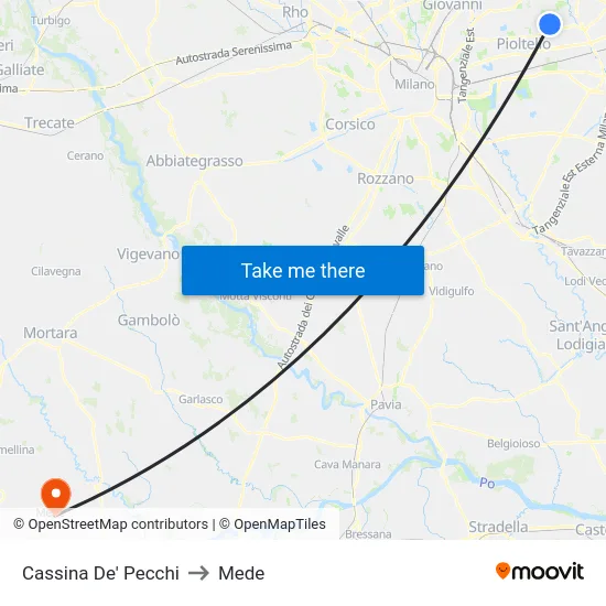 Cassina De' Pecchi to Mede map