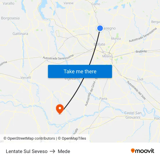 Lentate Sul Seveso to Mede map