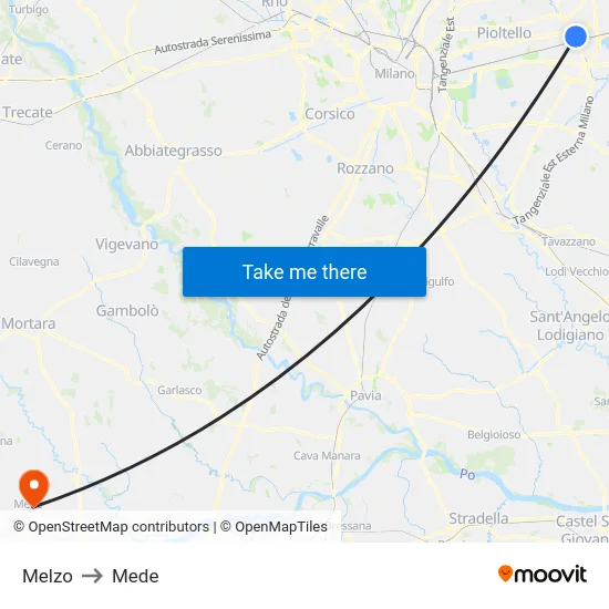 Melzo to Mede map