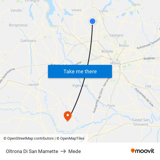 Oltrona Di San Mamette to Mede map