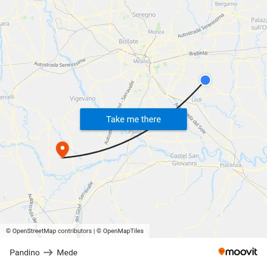 Pandino to Mede map