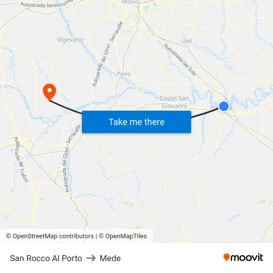 San Rocco Al Porto to Mede map