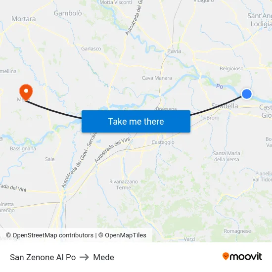 San Zenone al Po to Mede map