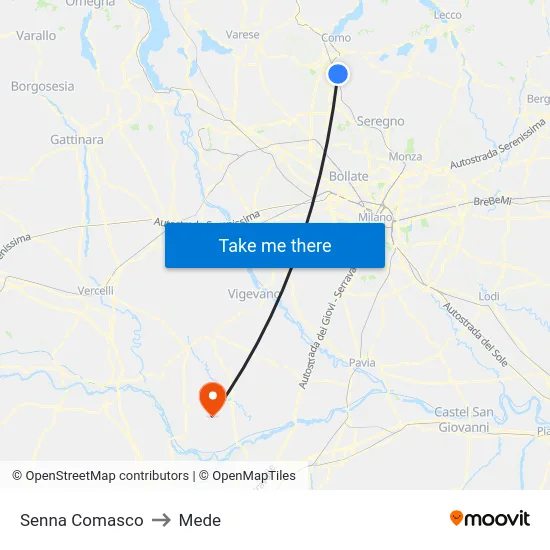 Senna Comasco to Mede map