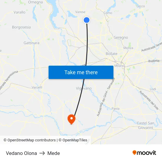 Vedano Olona to Mede map