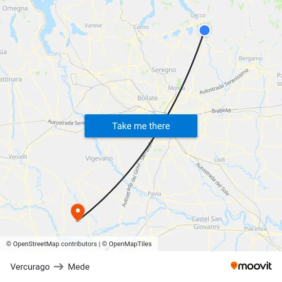 Vercurago to Mede map