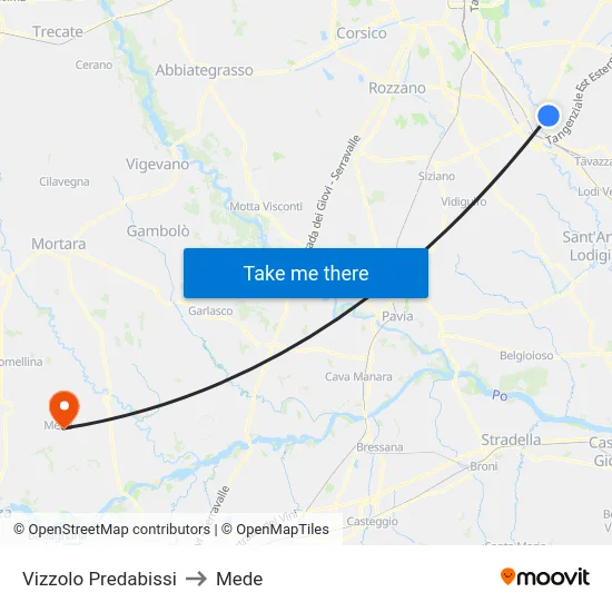 Vizzolo Predabissi to Mede map