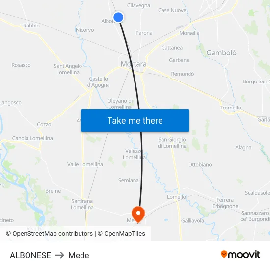 ALBONESE to Mede map