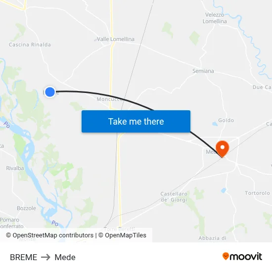 Breme to Mede map
