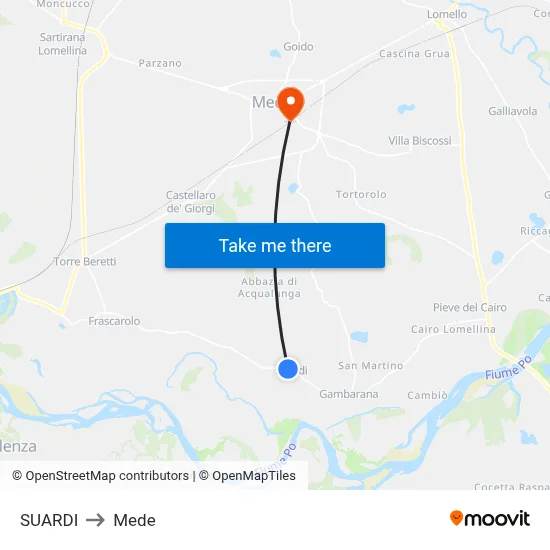 Suardi to Mede map