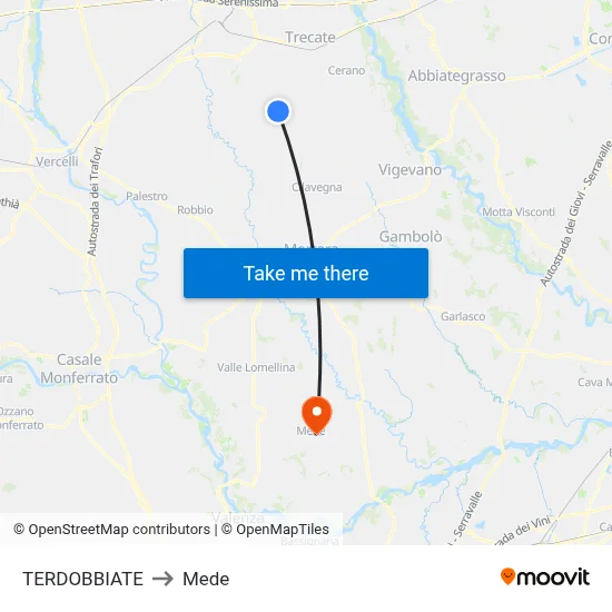 TERDOBBIATE to Mede map
