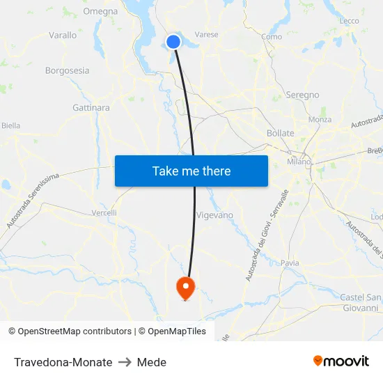 Travedona-Monate to Mede map