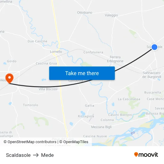 Scaldasole to Mede map