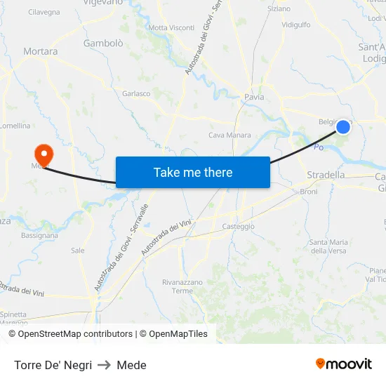 Torre De' Negri to Mede map