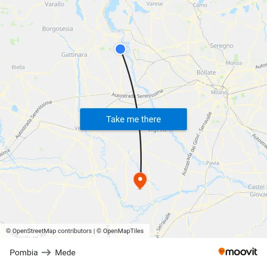 Pombia to Mede map