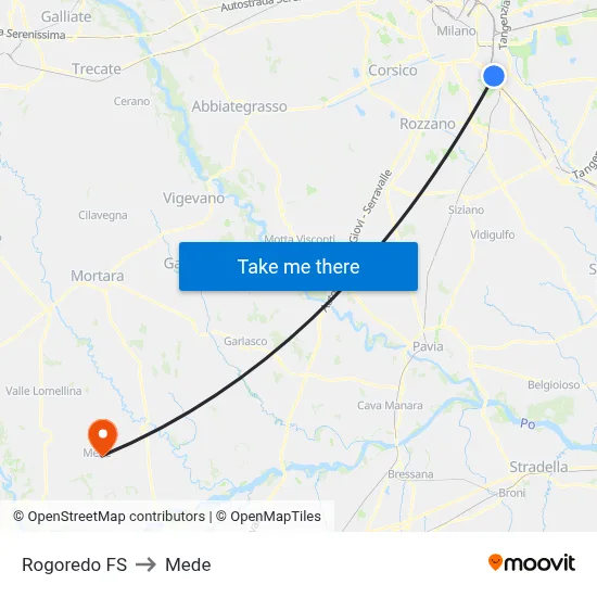 Rogoredo FS to Mede map