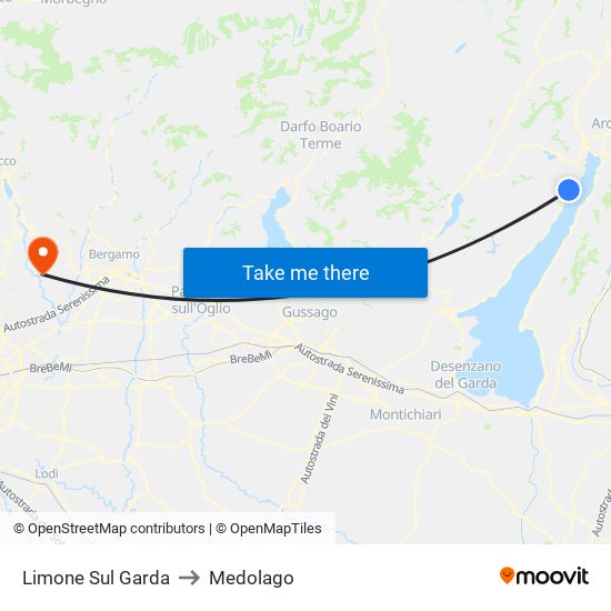 Limone Sul Garda to Medolago map