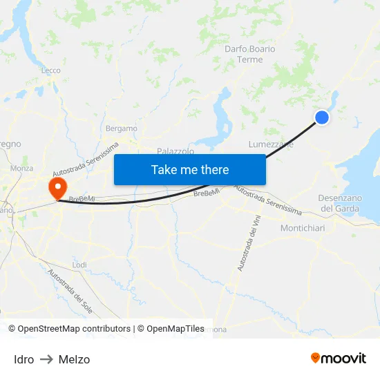 Hydro to Melzo map