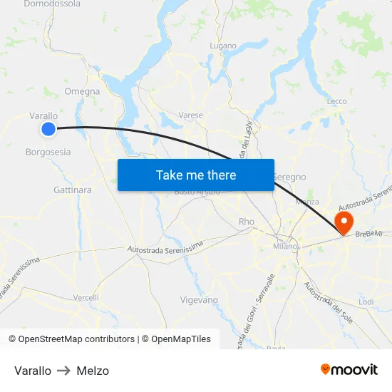 Varallo to Melzo map