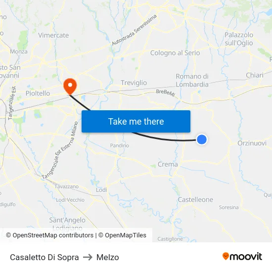 Casaletto Di Sopra to Melzo map