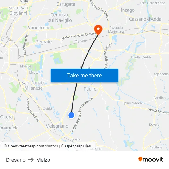Dresano to Melzo map